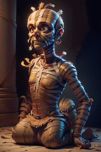 Scary evil mummy on ancient Egyptian tomb Halloween Ancient Egyptian mythology