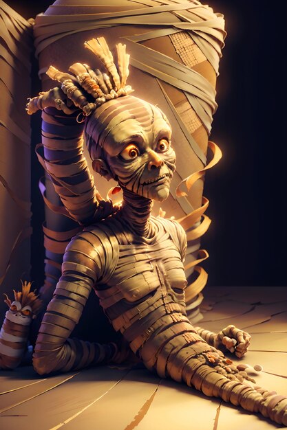 Фото Страшная злая мумия на древнеегипетской гробнице хэллоуин древняя египетская мифология