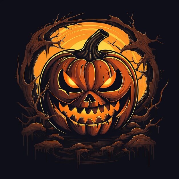 Photo scary fun halloween pumpkin logo