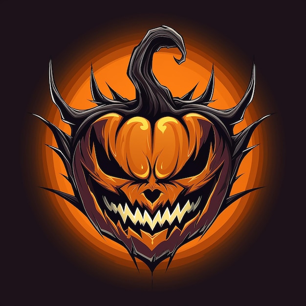 Photo scary fun halloween pumpkin logo