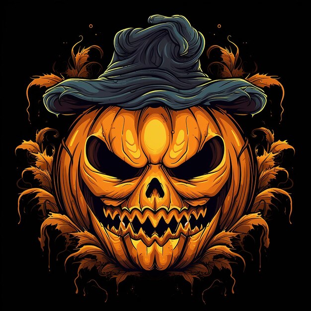 Photo scary fun halloween pumpkin logo