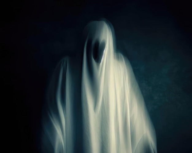 Foto fantasma spaventoso su sfondo scuro