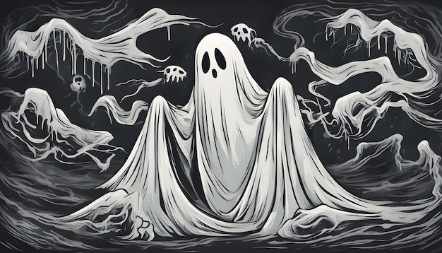 Scary ghost on dark background