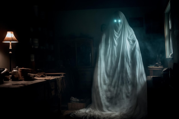 오래된 집에 사는 무서운 유령 끔찍한 신화 속 생물 무서운 이야기 개념