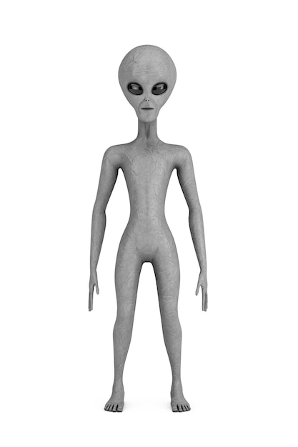 Scary Gray Humanoid Alien 3d Rendering