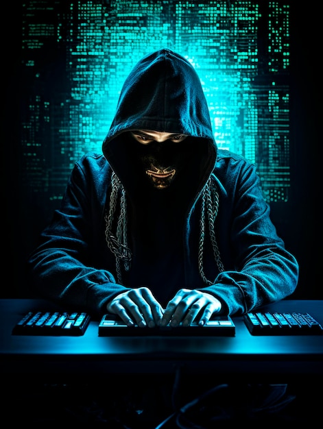 Scary hacker hacking data cybersecurity bescherming technologie tech verdediging bedrijf aanval