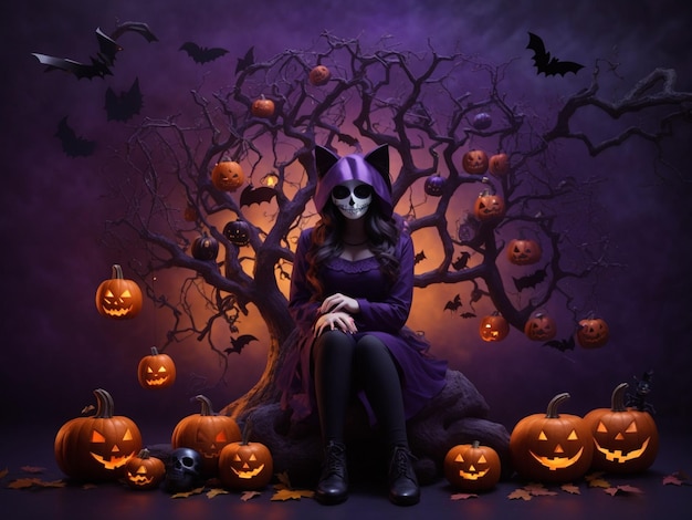 Photo scary halloween background ai generated