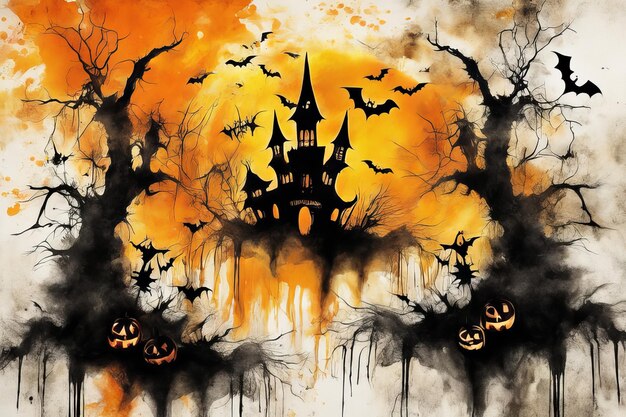 Scary halloween background created with generative ai software