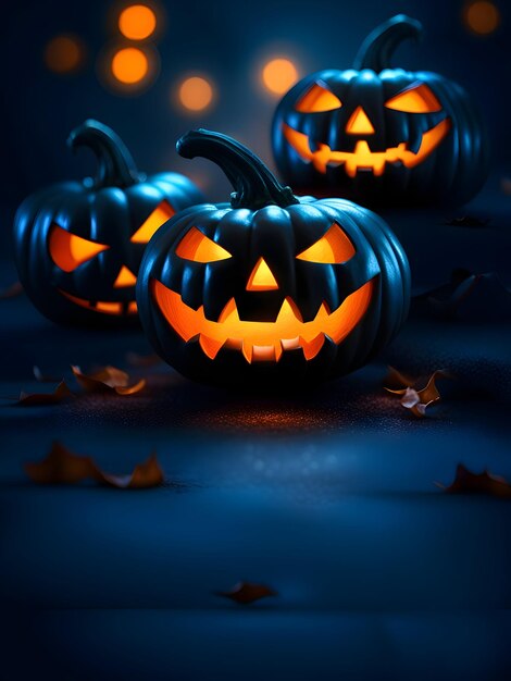 Scary halloween background with jack o lantern