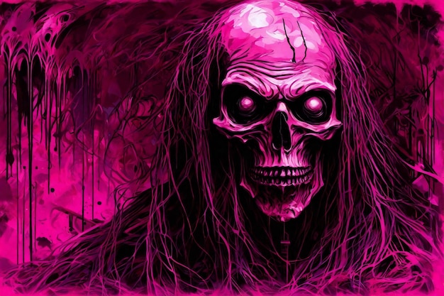 Scary halloween background with a spooky zombie head