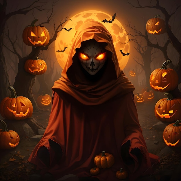 A Scary Halloween Cartoon Character Fantasy Halloween Cartoon Character Background ai generated