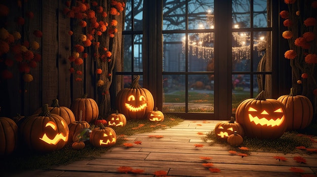 Scary halloween decoration background Generative AI