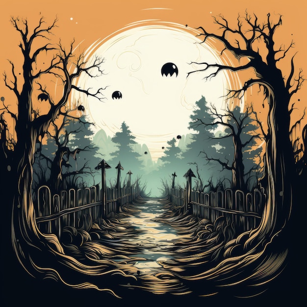 Photo scary halloween illustration design