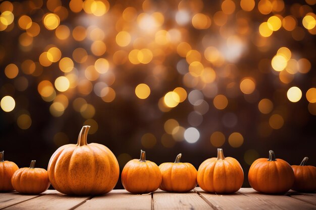 Scary Halloween pumpkin on a blurred background with bokeh Festive background