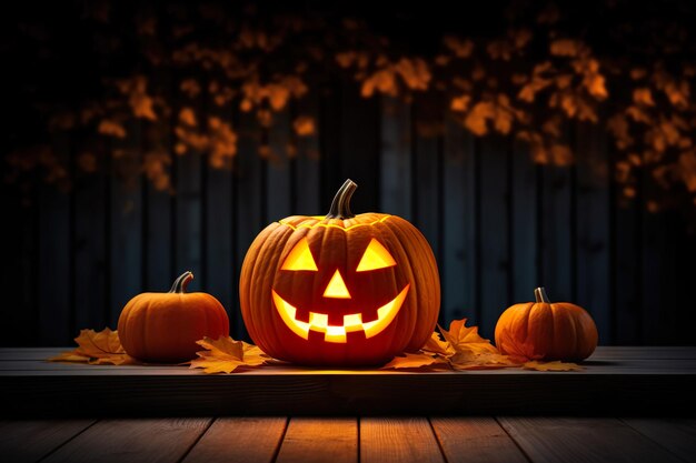 Scary halloween pumpkin in a dark black background