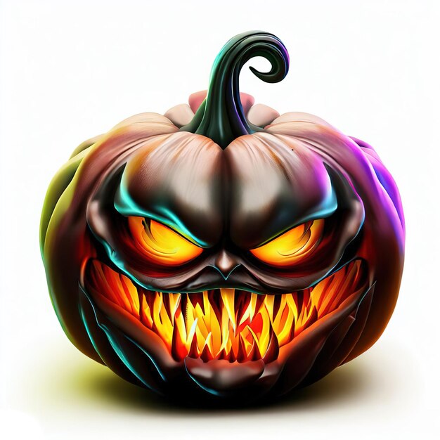 Photo scary halloween pumpkin on white background