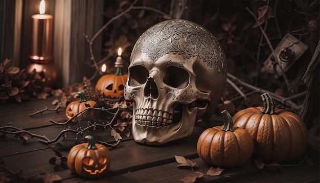 Scary halloween skull background