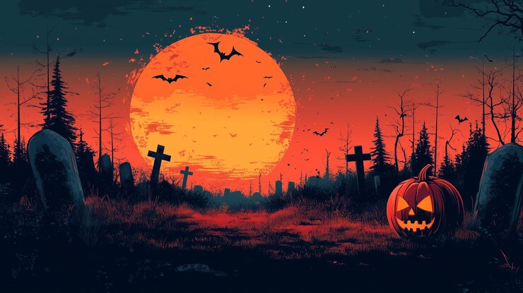 Photo scary halloween themed illustration background