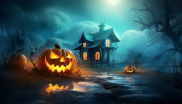 scary haunted castle halloween background