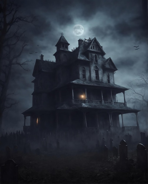 Scary house background created with Generative AI