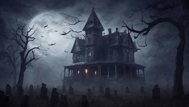 Scary house background created with Generative AI