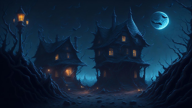 Scary house halloween background scary background