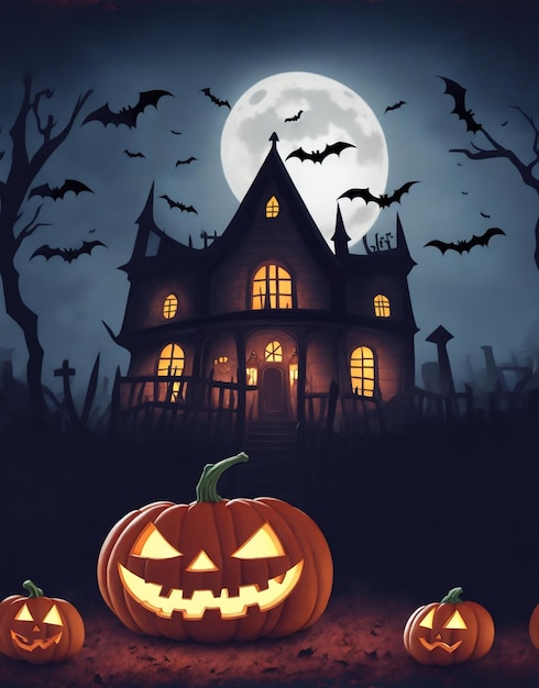 scary house at night halloween graphics