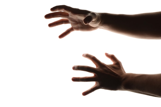 Scary human hands isolated on white