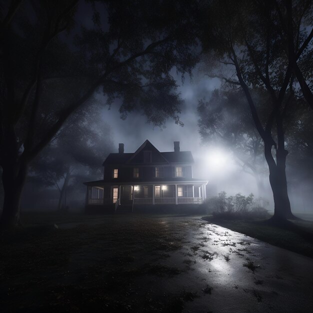 Scary hunted house dark night wallpaper