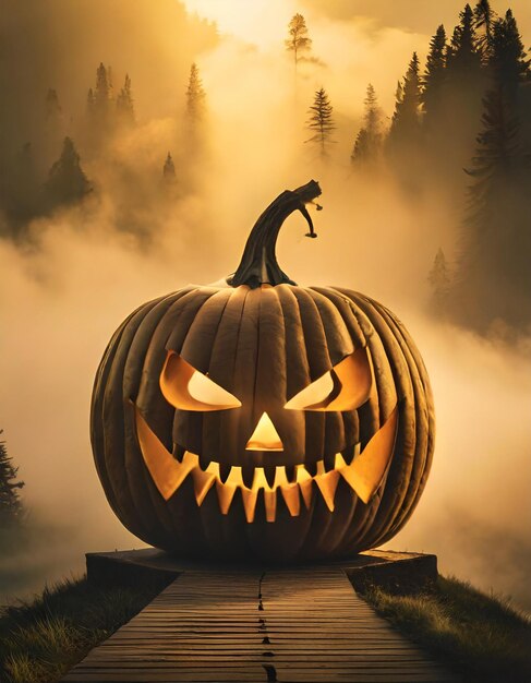 Photo a scary jackolantern pumpkins
