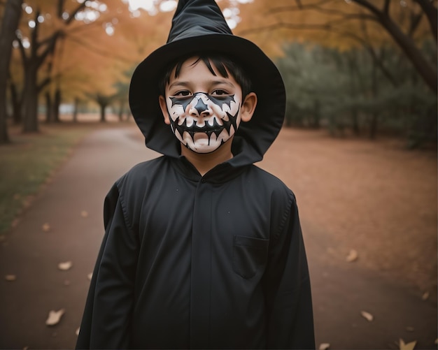 怖い子供のトリック・オア・トリートのハロウィーンの衣装