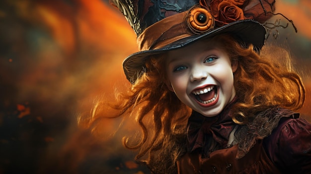 Scary little girl with excited smile