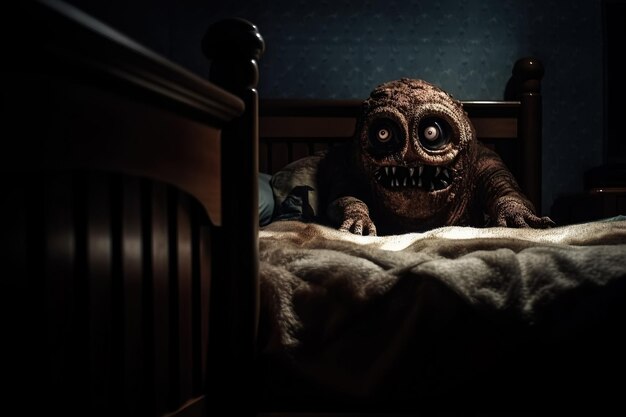 Premium AI Image  Scary monster in a room in house at night in nightmare  Generative AI illustration