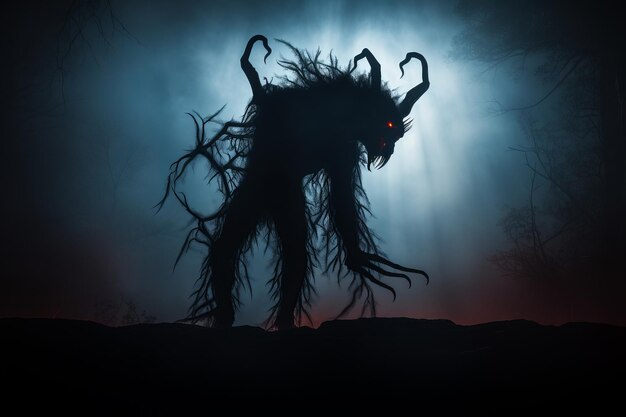 Premium AI Image  Creepy monster in a dark room