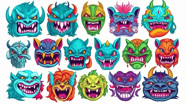 Scary Monster Face Pack Generative AI