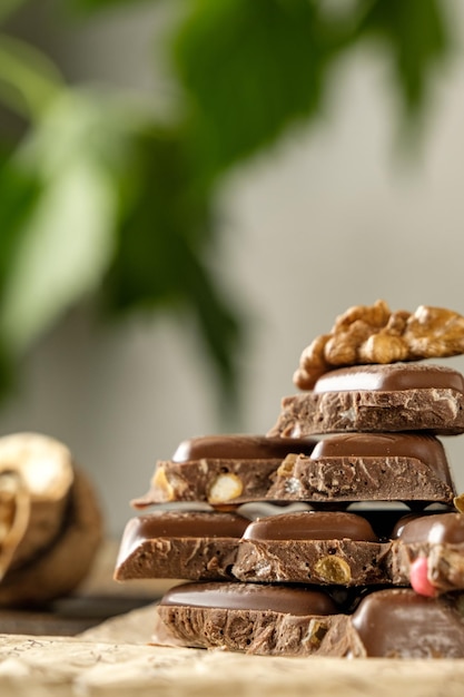 scary photo of chocolate ugly photo of milk chocolate slices of chocolate on white background