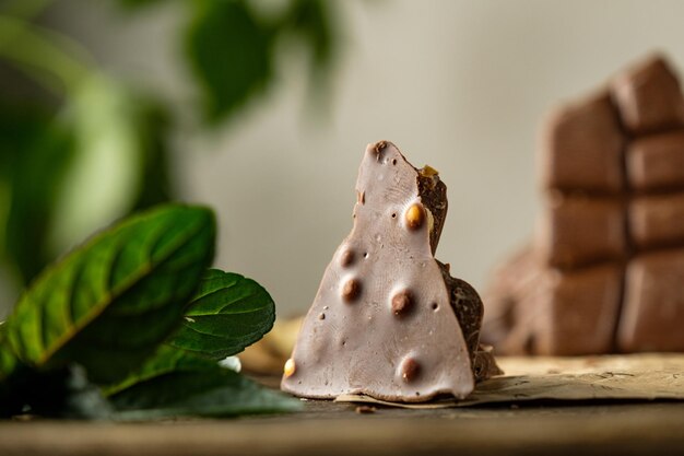 scary photo of chocolate ugly photo of milk chocolate slices of chocolate on white background