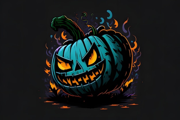 Scary Pumpkin Head Halloween Spooktacular Carving en Creepy Pumpkin Head Illustratie Ai Generatief