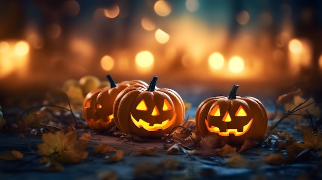 Scary pumpkins halloween background