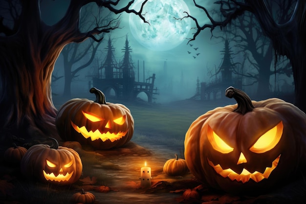 Scary pumpkins for halloween background