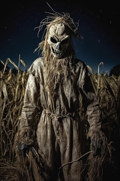 Scary scarecrow on a scary night