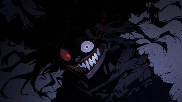 Photo a scary shadow with a brutal animestyle smile high quality illustration