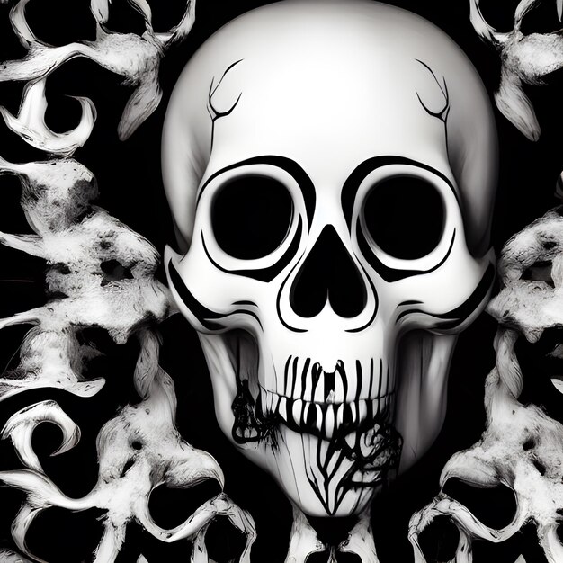 Foto scary skull illustration black and white art design photo draw wallpaper (illustrazione di teschio spaventoso in bianco e nero)