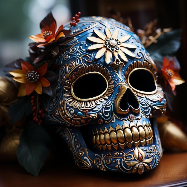 Scary skull photo for day of the dead celebration
