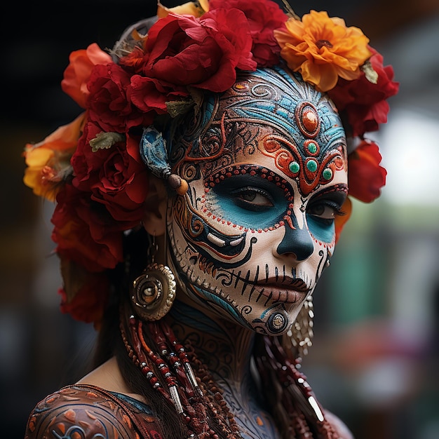 Scary skull photo for day of the dead celebration