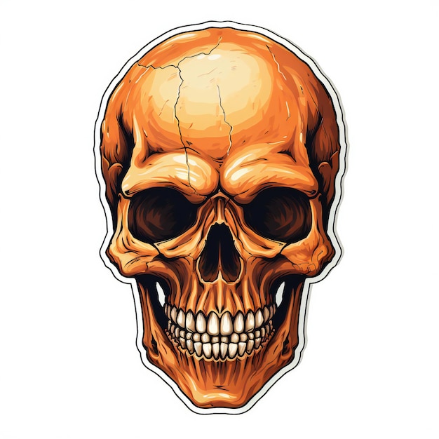 Scary Skull Sticker against a Clean White Background