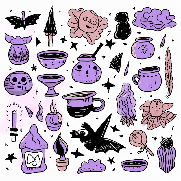 Photo scary themed vector stickers multiple items