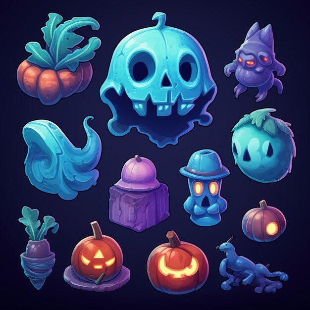 Scary themed vector stickers Multiple items