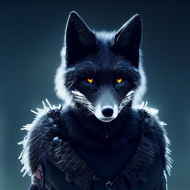 Scary werefox portrait furry fandom avatar anthropomorphic fox