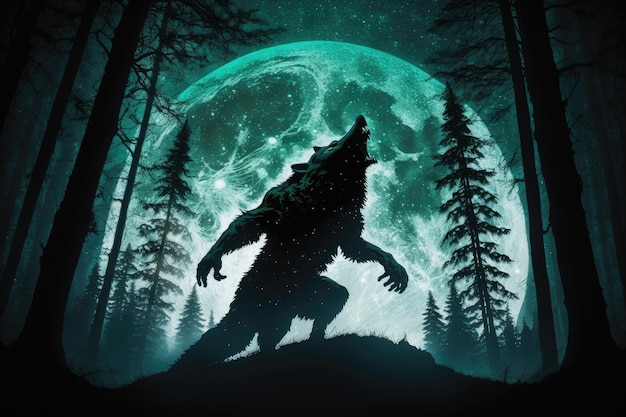 Premium AI Image  The dark night of the werewolf